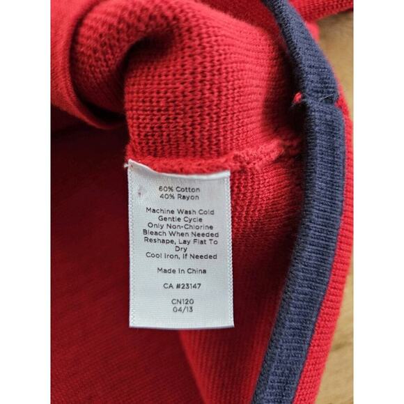 Talbots Red & Navy Blue Cardigan Sweater Womens Size M Preppy Nautical - Picture 5 of 9